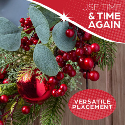 The Christmas Workshop Artificial Wreath with Red Baubles 45cm - Size: 10 x 45 x 45cm - Multi - Wilko - thumbnail 7