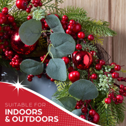 The Christmas Workshop Artificial Wreath with Red Baubles 45cm - Size: 10 x 45 x 45cm - Multi - Wilko - thumbnail 6