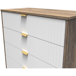 Crowndale 5 Drawer White Matt and Vintage Oak Wide Chest of Drawers Ready Assembled - Wilko - thumbnail 6