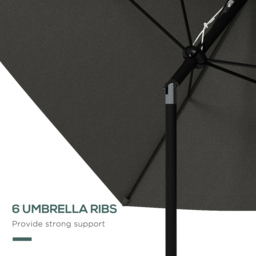 Outsunny Dark Grey Crank and Tilt Parasol 2 x 3m - Wilko - thumbnail 7