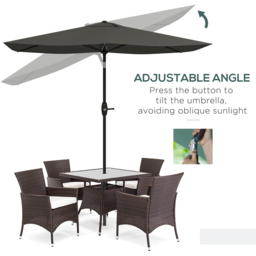 Outsunny Dark Grey Crank and Tilt Parasol 2 x 3m - Wilko - thumbnail 5