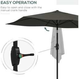 Outsunny Dark Grey Crank and Tilt Parasol 2 x 3m - Wilko - thumbnail 6