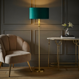 ValueLight Marissa Forest Green Velvet Gold Inner Shade Gold Stacked Ball LED Floor Lamp - Size: 145 x 45 x 45cm - ValueLights - Wilko - thumbnail 3