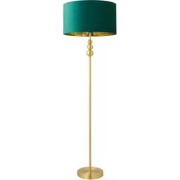 ValueLight Marissa Forest Green Velvet Gold Inner Shade Gold Stacked Ball LED Floor Lamp - Size: 145 x 45 x 45cm - ValueLights - Wilko - thumbnail 1