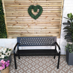 Samuel Alexander Keswick Metal Lattice Garden Bench - Size: 2 Seater - Black - Wilko - thumbnail 6