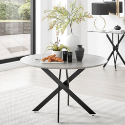 Furniturebox Arona Valera Concrete Effect 4 Seater Round Dining Set Grey and White - Wilko - thumbnail 3