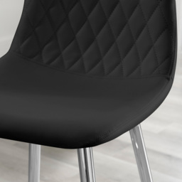 Furniturebox Solara Black Faux Leather Silver Legs Counter Stools Set of 2 - Wilko - thumbnail 3