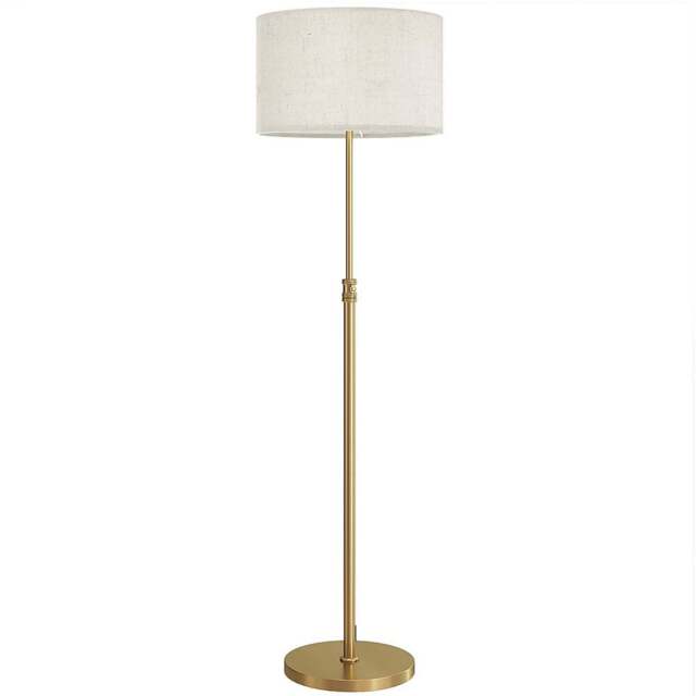 HOMCOM Adjustable Linen Shade Floor Lamp with Remote - Size: 38 x 46 x 46cm - Gold Tone - Wilko - image 1