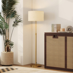 HOMCOM Adjustable Linen Shade Floor Lamp with Remote - Size: 38 x 46 x 46cm - Gold Tone - Wilko - thumbnail 6