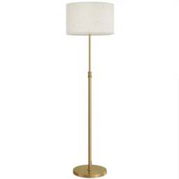 HOMCOM Adjustable Linen Shade Floor Lamp with Remote - Size: 38 x 46 x 46cm - Gold Tone - Wilko