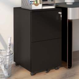 Portland 2 Drawer Black Vertical Filing Cabinet - Size: 2 Drawers - Wilko