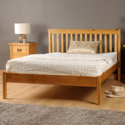Brooklyn King Size Caramel Low Foot End Wooden Bed Frame - Cream - Wilko