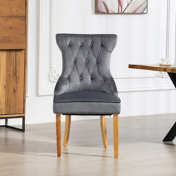 Artemis Home Martina Set of 2 Grey Velvet Fabric Dining Chair - Wilko - thumbnail 3
