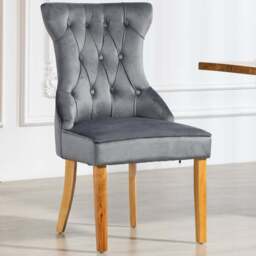 Artemis Home Martina Set of 2 Grey Velvet Fabric Dining Chair - Wilko