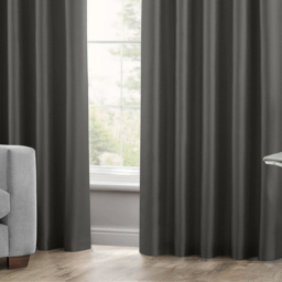 Intimates Faux Silk Charcoal Curtains 168 x 189cm - Size: W 168 x D 189cm - Grey - Wilko - thumbnail 4