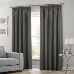 Intimates Faux Silk Charcoal Curtains 168 x 189cm - Size: W 168 x D 189cm - Grey - Wilko