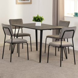 Seconique Marlow and Sheldon 4 Seater Dining Set Black Marble and Grey Velvet - Black Marble/Grey Velvet Fabric - Wilko