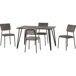 Seconique Marlow and Sheldon 4 Seater Dining Set Black Marble and Grey Velvet - Black Marble/Grey Velvet Fabric - Wilko - thumbnail 4