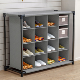 Living and Home Multi-Tier Grey Metal Shoe Rack - Size: 4 Tier - Wilko - thumbnail 3