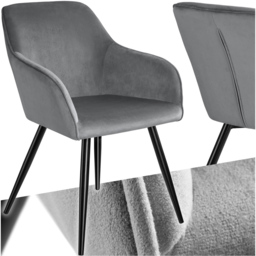 tectake Marilyn Grey and Black Velvet Padded Dining Chair - Size: Single - Wilko - thumbnail 3