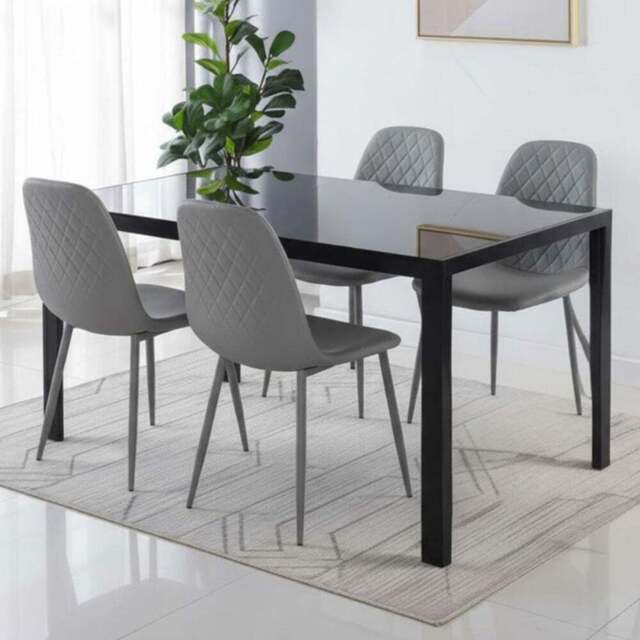 Kosy Koala 4 Seater Glass Dining Set Black and Grey - Wilko - image 1