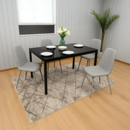Kosy Koala 4 Seater Glass Dining Set Black and Grey - Wilko - thumbnail 6