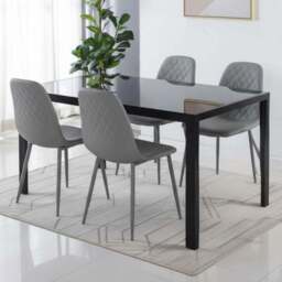 Kosy Koala 4 Seater Glass Dining Set Black and Grey - Wilko - thumbnail 1