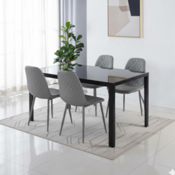 Kosy Koala 4 Seater Glass Dining Set Black and Grey - Wilko - thumbnail 5