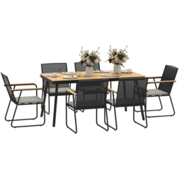 Outsunny 6 Seater Rattan Garden Dining Set Natural - Yellow - Wilko - thumbnail 3