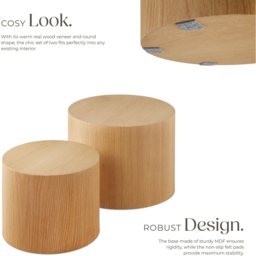 tectake Danny Round Oak Effect Coffee Tables Set of 2 - Size: 38 x 48 x 48cm - Brown - Wilko - thumbnail 4