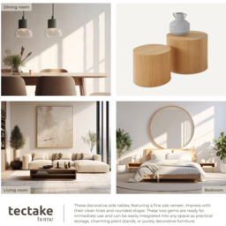 tectake Danny Round Oak Effect Coffee Tables Set of 2 - Size: 38 x 48 x 48cm - Brown - Wilko - thumbnail 7