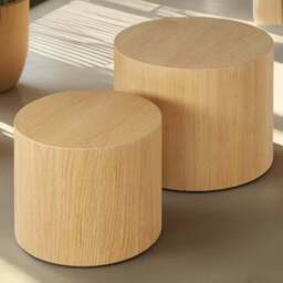 tectake Danny Round Oak Effect Coffee Tables Set of 2 - Size: 38 x 48 x 48cm - Brown - Wilko - thumbnail 1