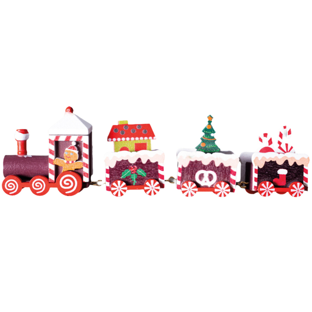 St Helens Wooden Christmas Pudding Train Set Display 20cm - Size: 55 x 28 x 200cm - Red - Wilko - image 1