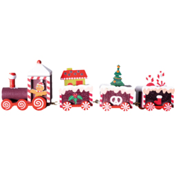 St Helens Wooden Christmas Pudding Train Set Display 20cm - Size: 55 x 28 x 200cm - Red - Wilko