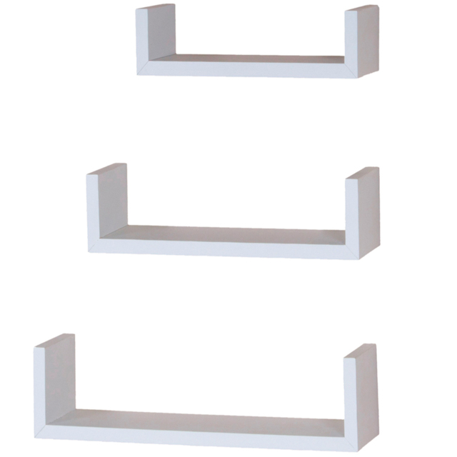 White Book End Floating Shelves 3 Pack - Size: 26, 33, 40cm - Wilko - image 1