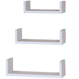 White Book End Floating Shelves 3 Pack - Size: 26, 33, 40cm - Wilko