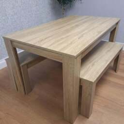 Kosy Koala 4 Seater Dining Bench Set Oak Effect - Multi - Portland - Wilko - thumbnail 1