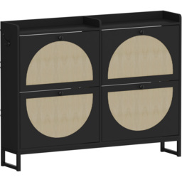 FurnitureHMD 4 Door Black Rattan Shoe Storage Cabinet - Size: 93.5 x 120 x 23.5cm - Wilko - thumbnail 3