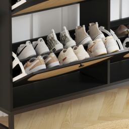 FurnitureHMD 4 Door Black Rattan Shoe Storage Cabinet - Size: 93.5 x 120 x 23.5cm - Wilko - thumbnail 6
