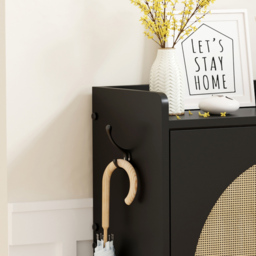 FurnitureHMD 4 Door Black Rattan Shoe Storage Cabinet - Size: 93.5 x 120 x 23.5cm - Wilko - thumbnail 4