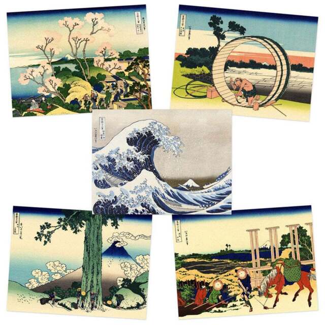 Artery8 Hokusai Views Mount Fuji Goten Yama Hill Mishima Pass Wall Art Print 30 x 41cm 5 Pack - Size: 40.5 x 30.5 x 0.3cm - Multi - Wilko - image 1