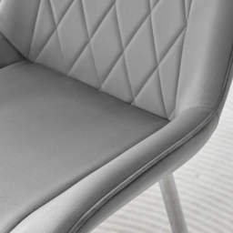 Furniturebox Cesano Set of 2 Grey and Chrome Velvet Dining Chair - Wilko - thumbnail 3