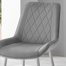 Furniturebox Cesano Set of 2 Grey and Chrome Velvet Dining Chair - Wilko - thumbnail 6