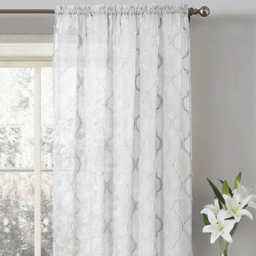 Velosso Tufted White Mariella Sheer Voile Panel Curtain 150 x 183cm - Size: W 150 x D 183cm - Wilko - thumbnail 3