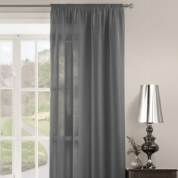 Velosso Riva Plain Charcoal Slot Top Voile Panel Curtain 150 x 122cm - Size: W 150 x D 122cm - Grey - Wilko - thumbnail 3