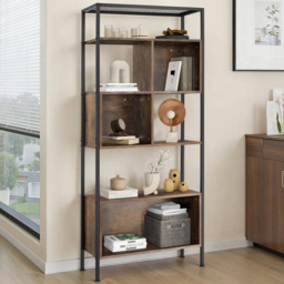 tectake Hastings 5 Shelf Industrial Dark Wood Shelving Unit - Brown - Wilko - thumbnail 1