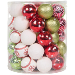 Set of 70 Candy Cane Lane Baubles in Drum Multicolour - Wilko - thumbnail 3