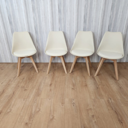 Kosy Koala Set of 4 Cream Plastic Dining Chair with Faux Leather Padded Seat - Denver - Wilko - thumbnail 7