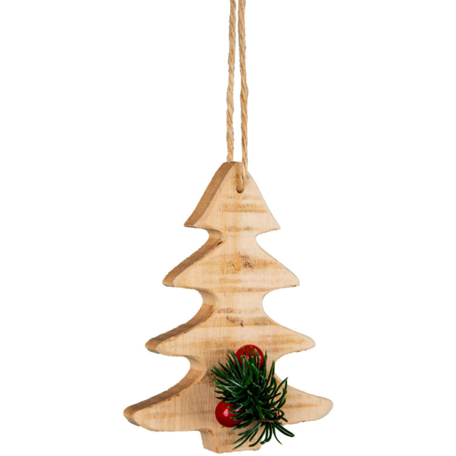 Shatchi Christmas Tree Wooden Craft Hanging Decoration - Size: 90 x 120 x 15cm - Brown - Wilko - image 1