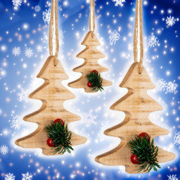 Shatchi Christmas Tree Wooden Craft Hanging Decoration - Size: 90 x 120 x 15cm - Brown - Wilko - thumbnail 4